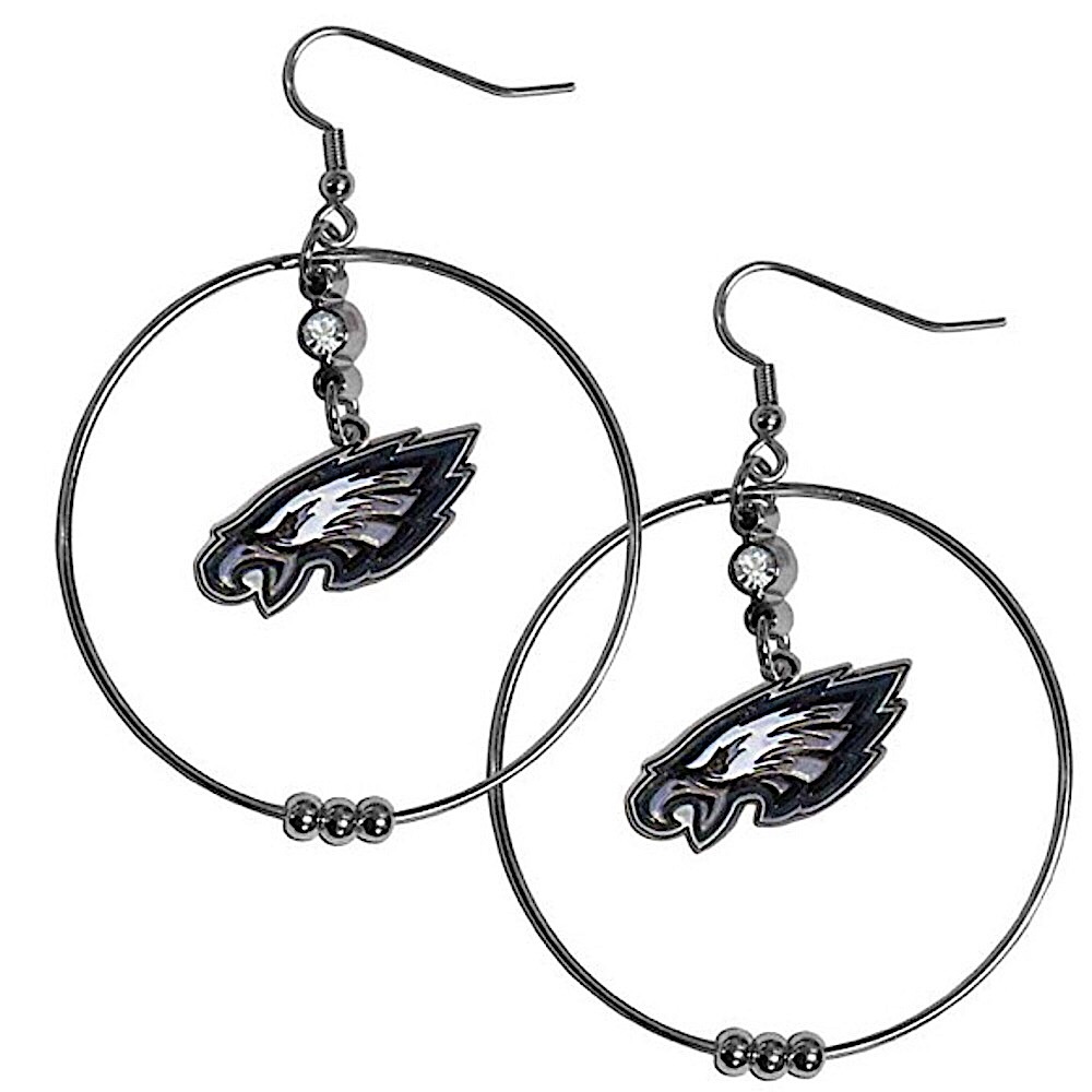 Officially Licensed Phila. Eagles 2” Hoop Earrings